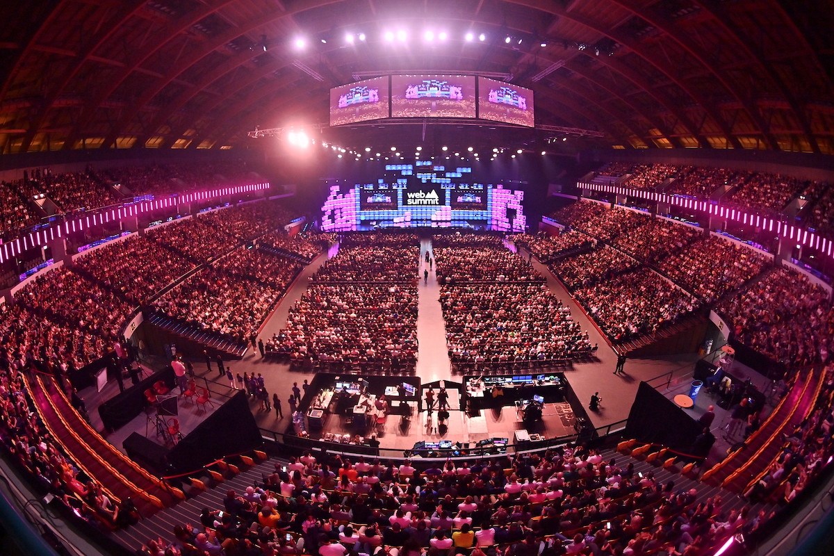 A general view of Centre Stage during the opening night of Web Summit 2024 at the MEO Arena in Lisbon, Portugal.