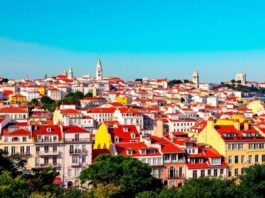 Panoramic view of Lisbon's skyline with vibrant architecture.