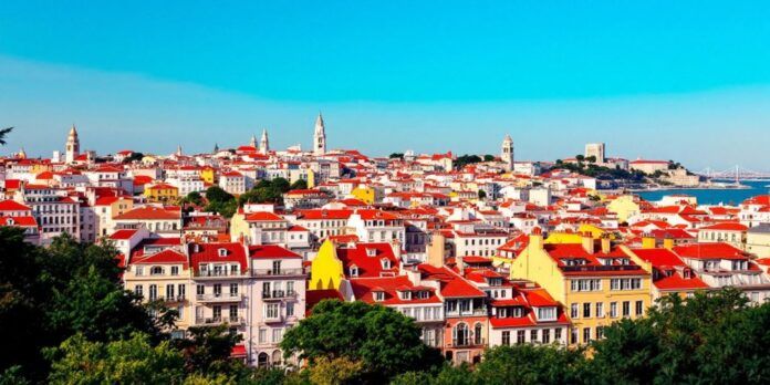 Panoramic view of Lisbon's skyline with vibrant architecture.