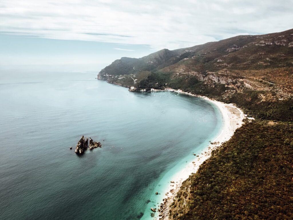 The coastline of the Arrábida national park in Portugal