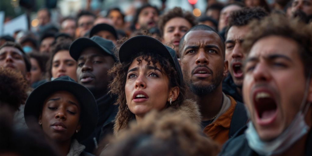 Diverse crowd gathered in solidarity during Lisbon protests.