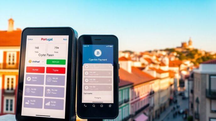 Payment terminal with crypto options set in Portugal.