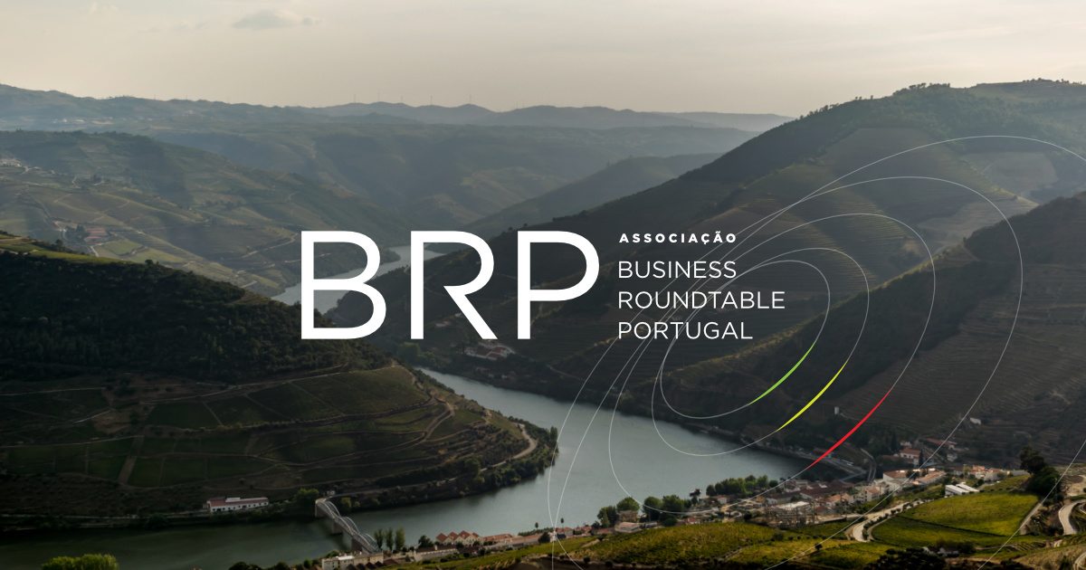 Business Roundtable Portugal text overlayed on a river scene in Portugal