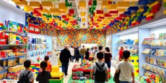 Inside the new LEGO store at Lisbon Airport.