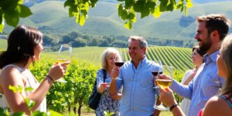 People enjoying wine in Porto's beautiful vineyards.