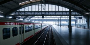 Empty train station during drivers' strike in Portugal.