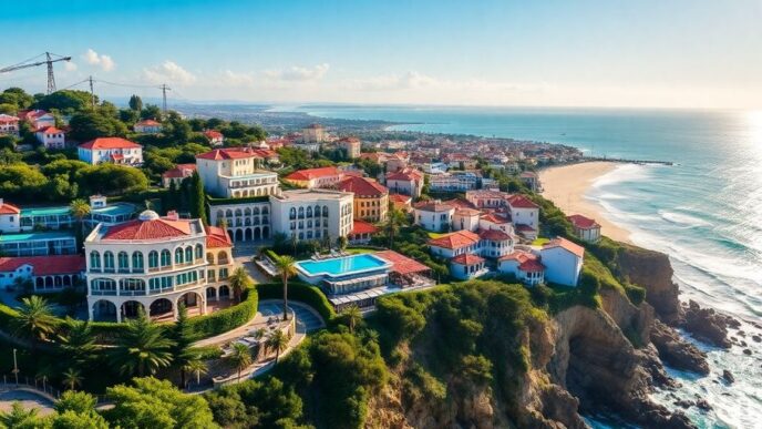 Vibrant view of new hotels in Portugal's landscape.