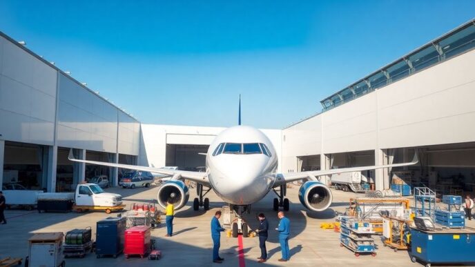 Lufthansa Technik's new aircraft maintenance facility in Portugal.