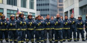 Firefighters unite in protest on a Lisbon street.