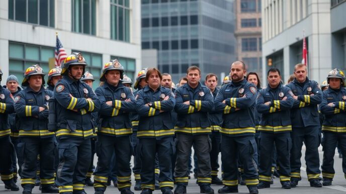 Firefighters unite in protest on a Lisbon street.