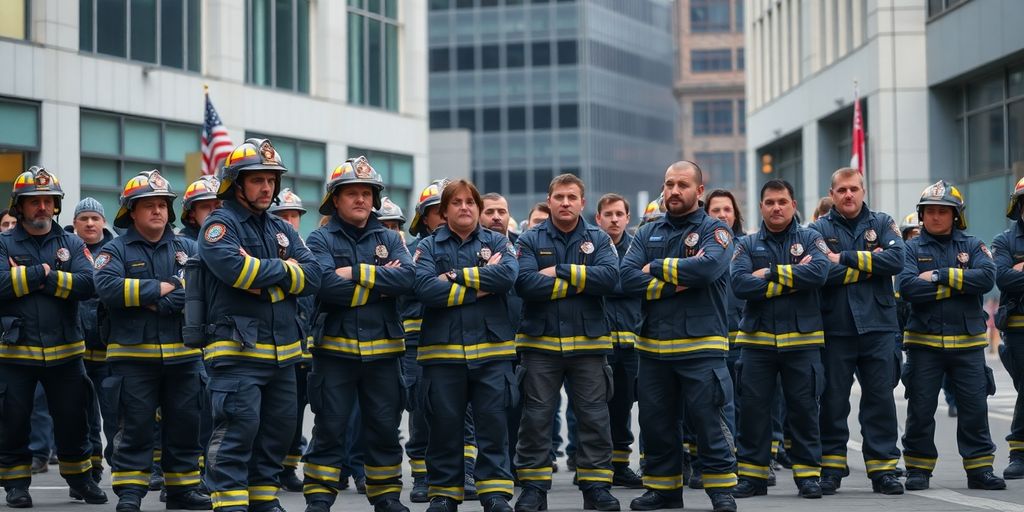 Firefighters unite in protest on a Lisbon street.