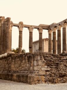 The ruins of the Temple of Diana in Evora, Portugal.