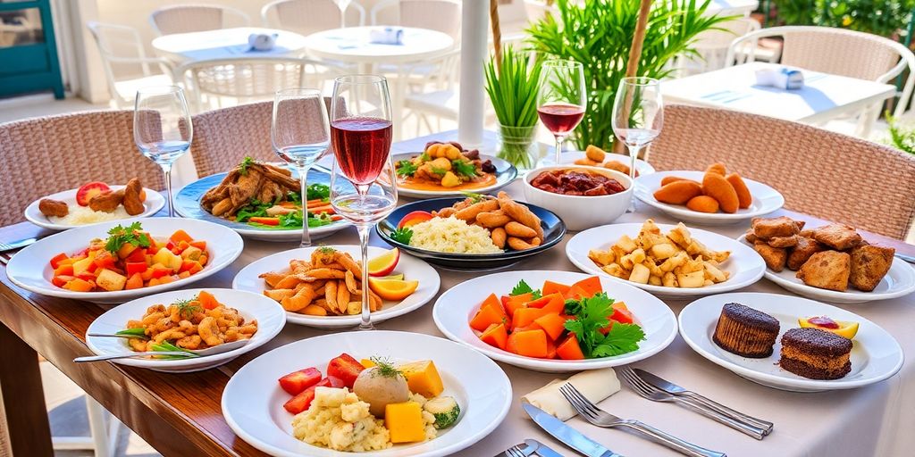 Delicious dishes from top Algarve restaurants on a table.