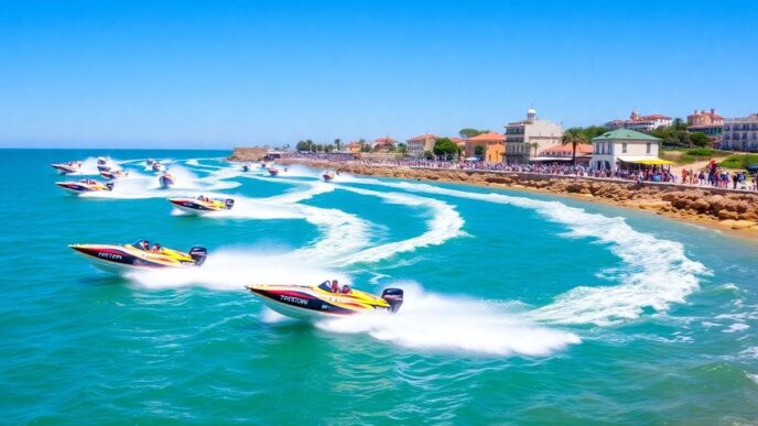 Racing boats in Portimão during the TRITON World Series.