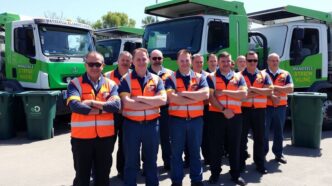 Group of waste management workers united in Algarve.