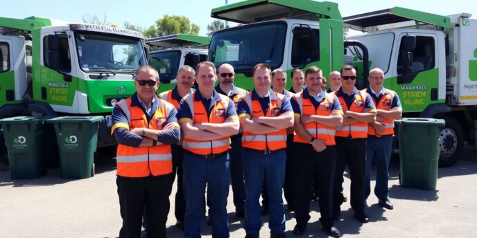 Group of waste management workers united in Algarve.