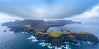 Aerial view of Azores Archipelago after earthquake.