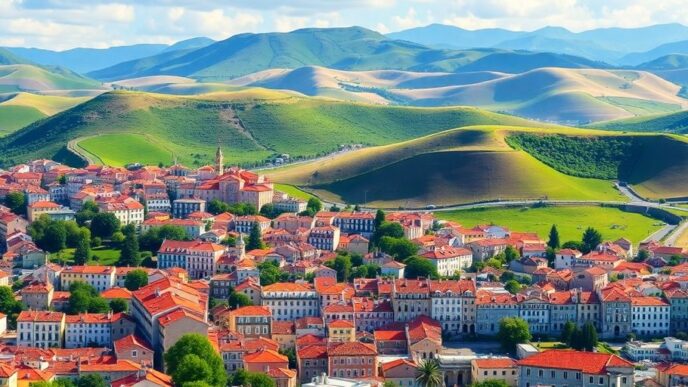 Scenic view of Portugal's cities and countryside.