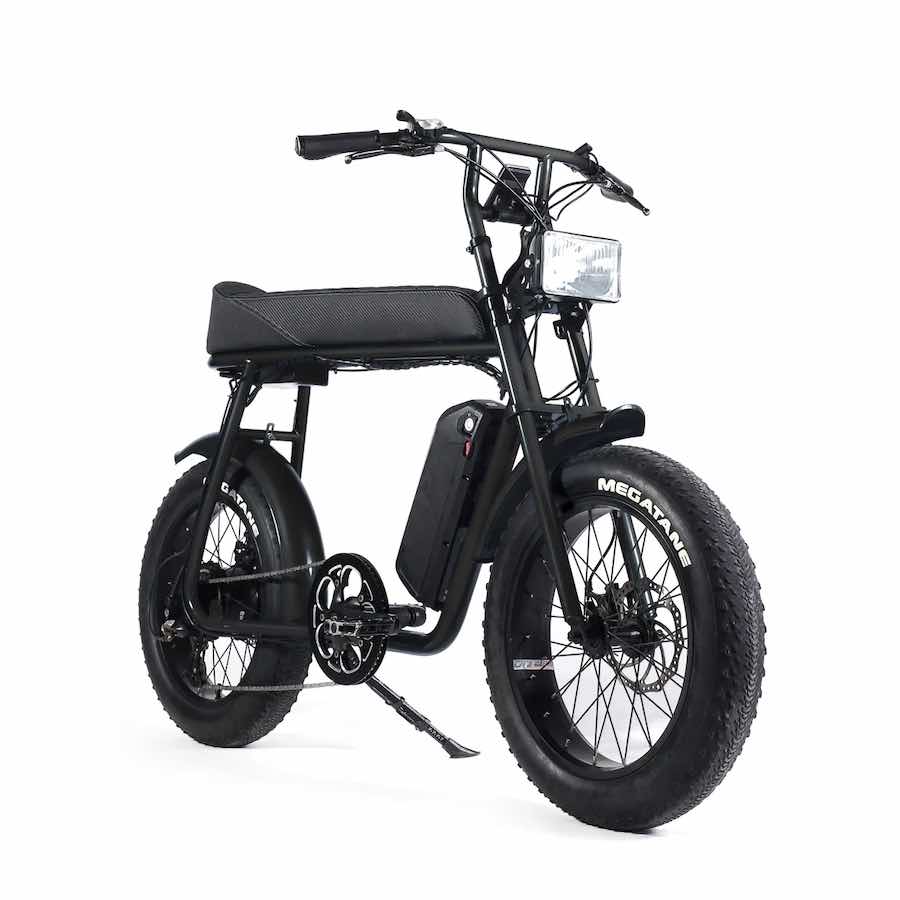 Modern electric bicycle, seen against a white background.