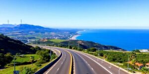 Coastal highway A-22 with smooth traffic and scenery.