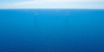 Offshore wind turbines near Portugal's coastline and fishing waters.